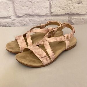 Spenco 8 Grace Orthotic Cross Strap Arch Support Sandals Metallic Pink